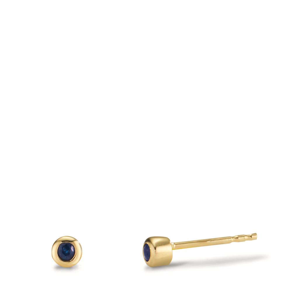Clous d'oreilles Or jaune 9K Saphir 2 Pierres Ø3 mm-608495