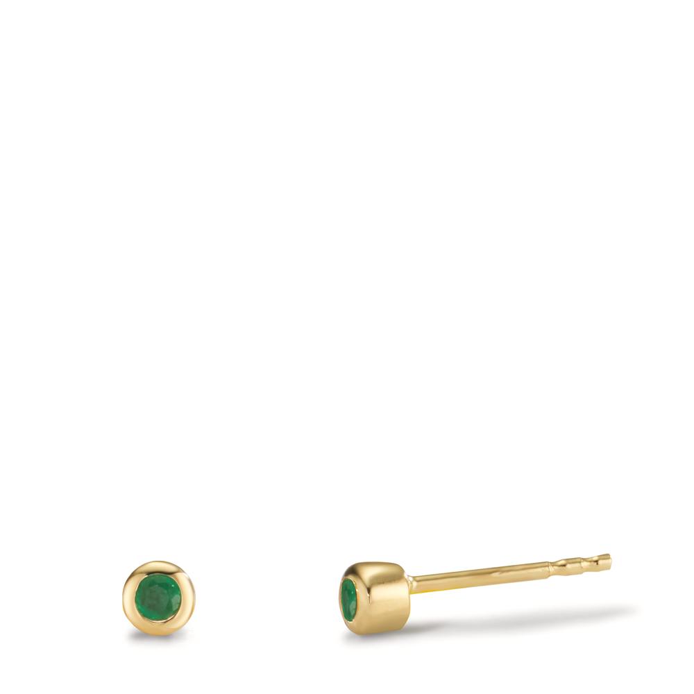 Clous d'oreilles Or jaune 9K Émeraude 2 Pierres Ø3 mm-608497