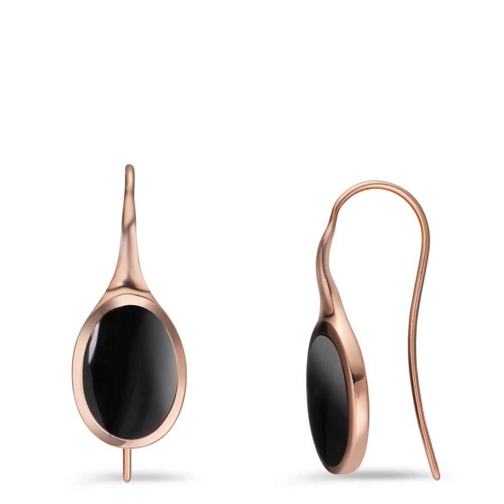 Pendant d'oreilles Argent Onyx 2 Pierres rosé Plaqué or-608507