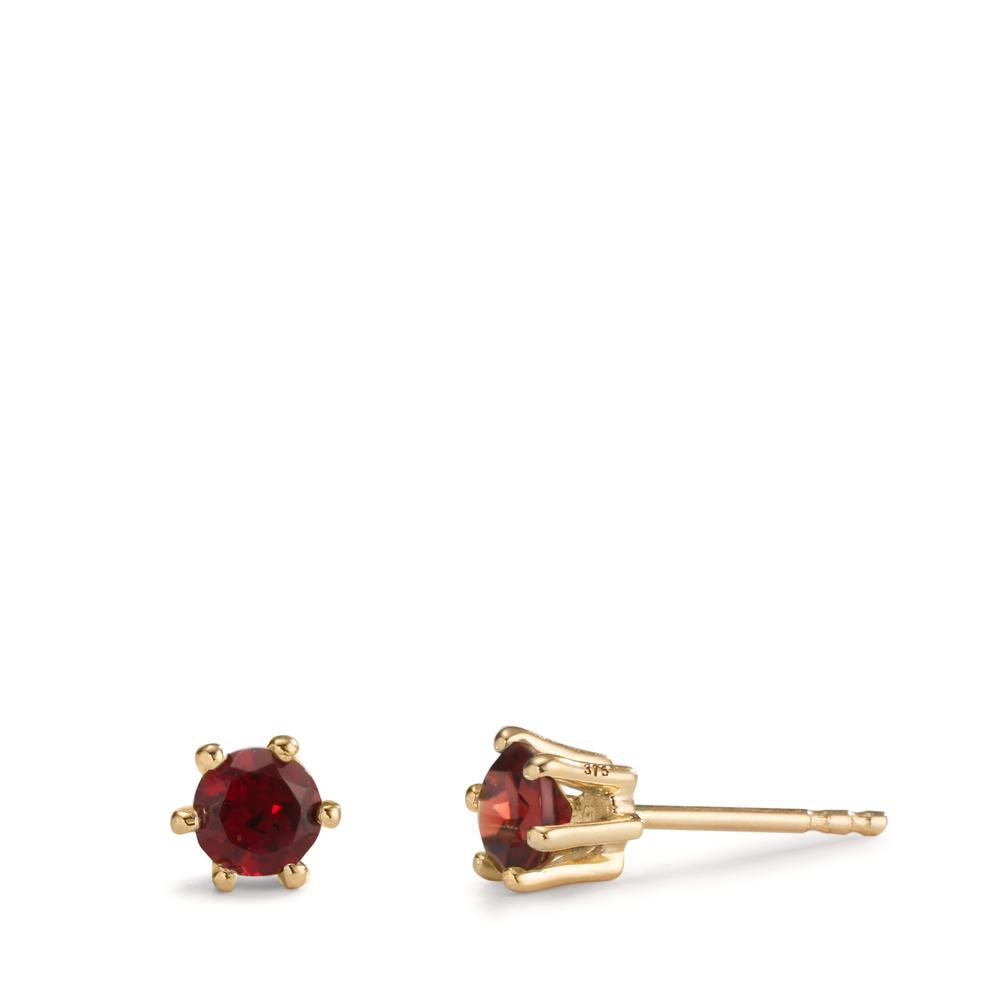 Clous d'oreilles Or jaune 9K Grenat 2 Pierres Ø4.5 mm-608524