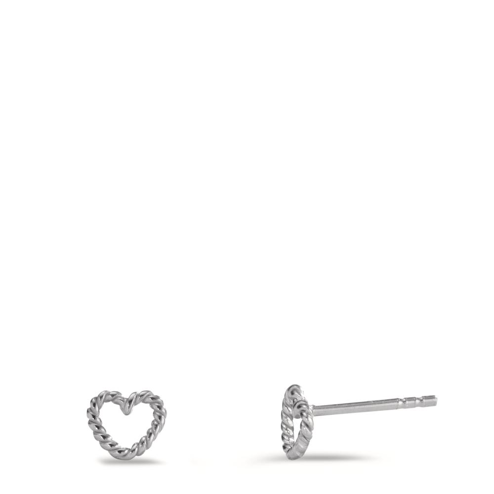 Clous d'oreilles Argent Rhodié Coeur Ø6 mm-608529