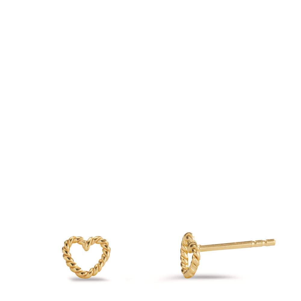 Clous d'oreilles Argent jaune Plaqué or Coeur Ø6 mm-608530