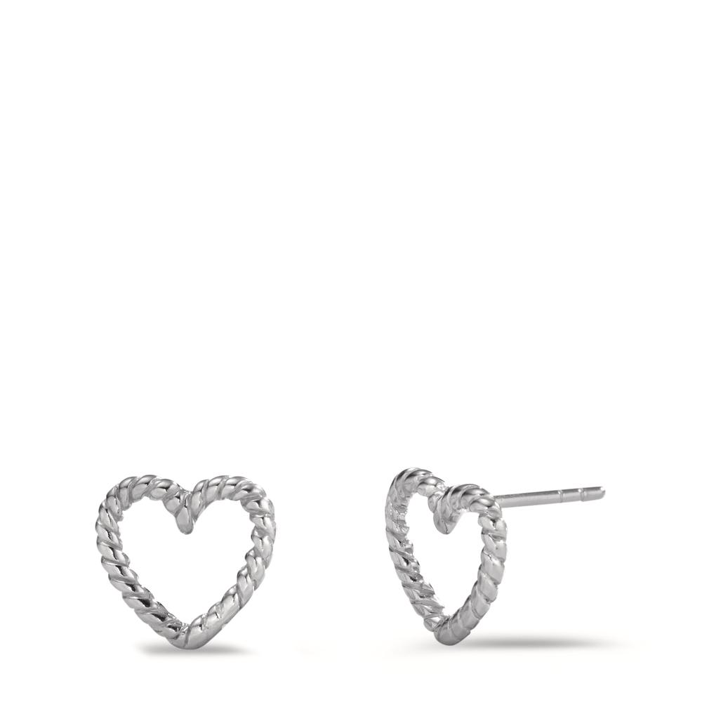 Clous d'oreilles Argent Rhodié Coeur Ø10 mm-608531