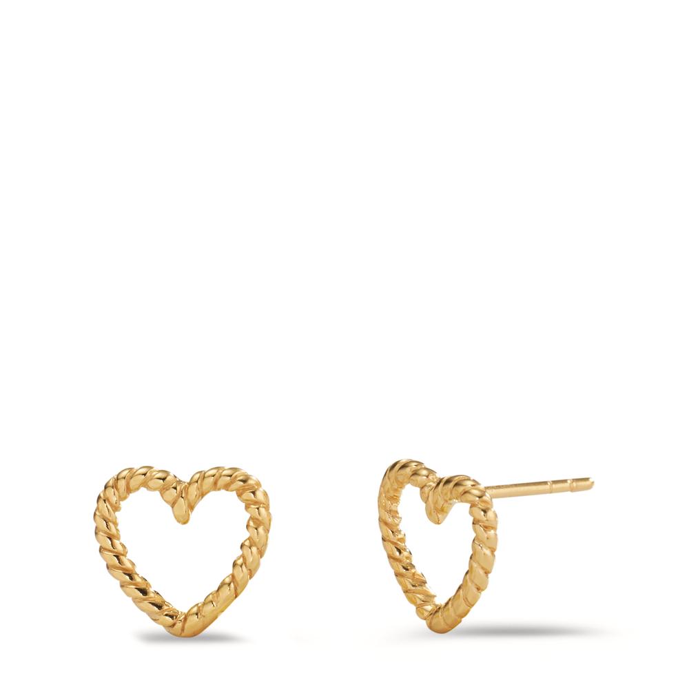 Clous d'oreilles Argent Plaqué or Coeur Ø10 mm-608532