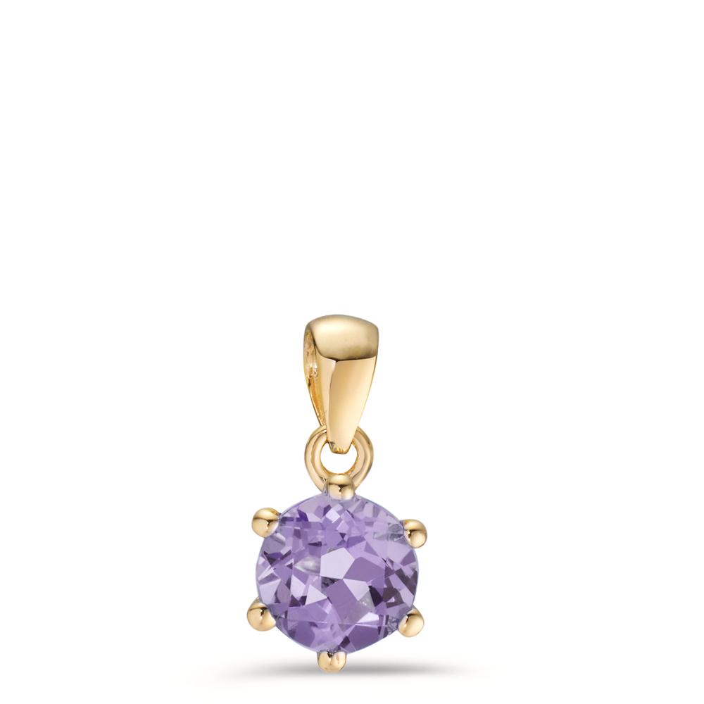 Pendentif Or jaune 9K Améthyste Ø6.5 mm-608535