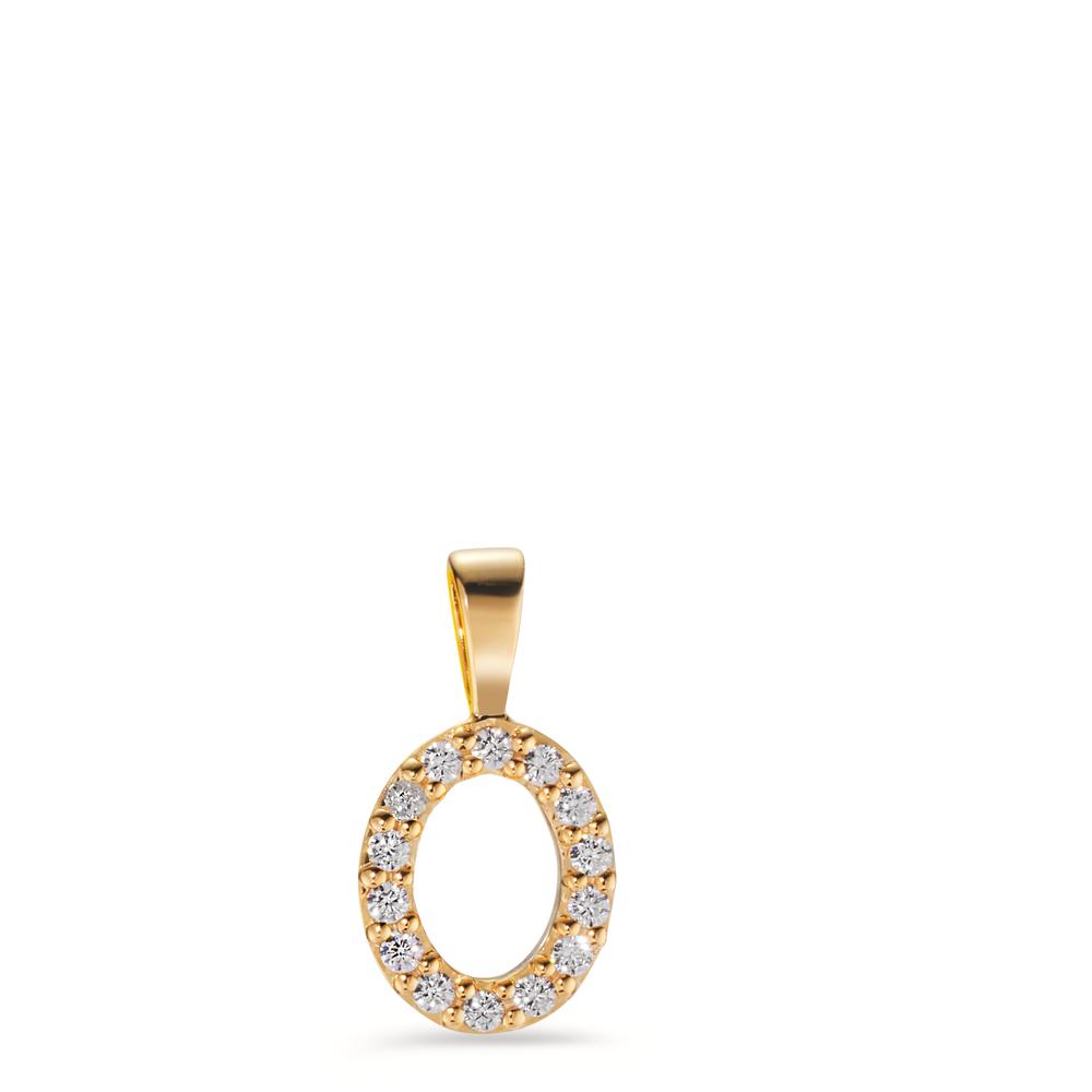 Pendentif Or jaune 9K Zircone jaune Plaqué or Ø8 mm-608540