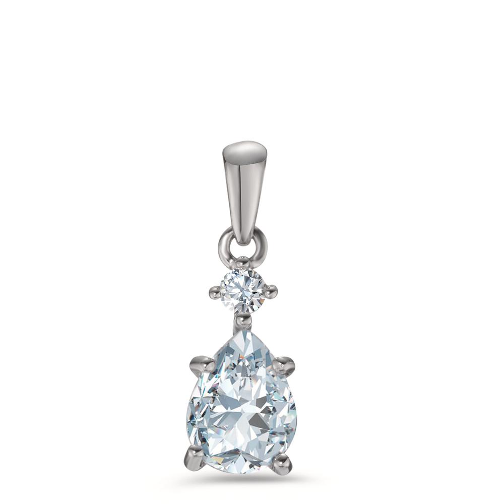 Pendentif Argent Zircone 2 Pierres Rhodié-608542