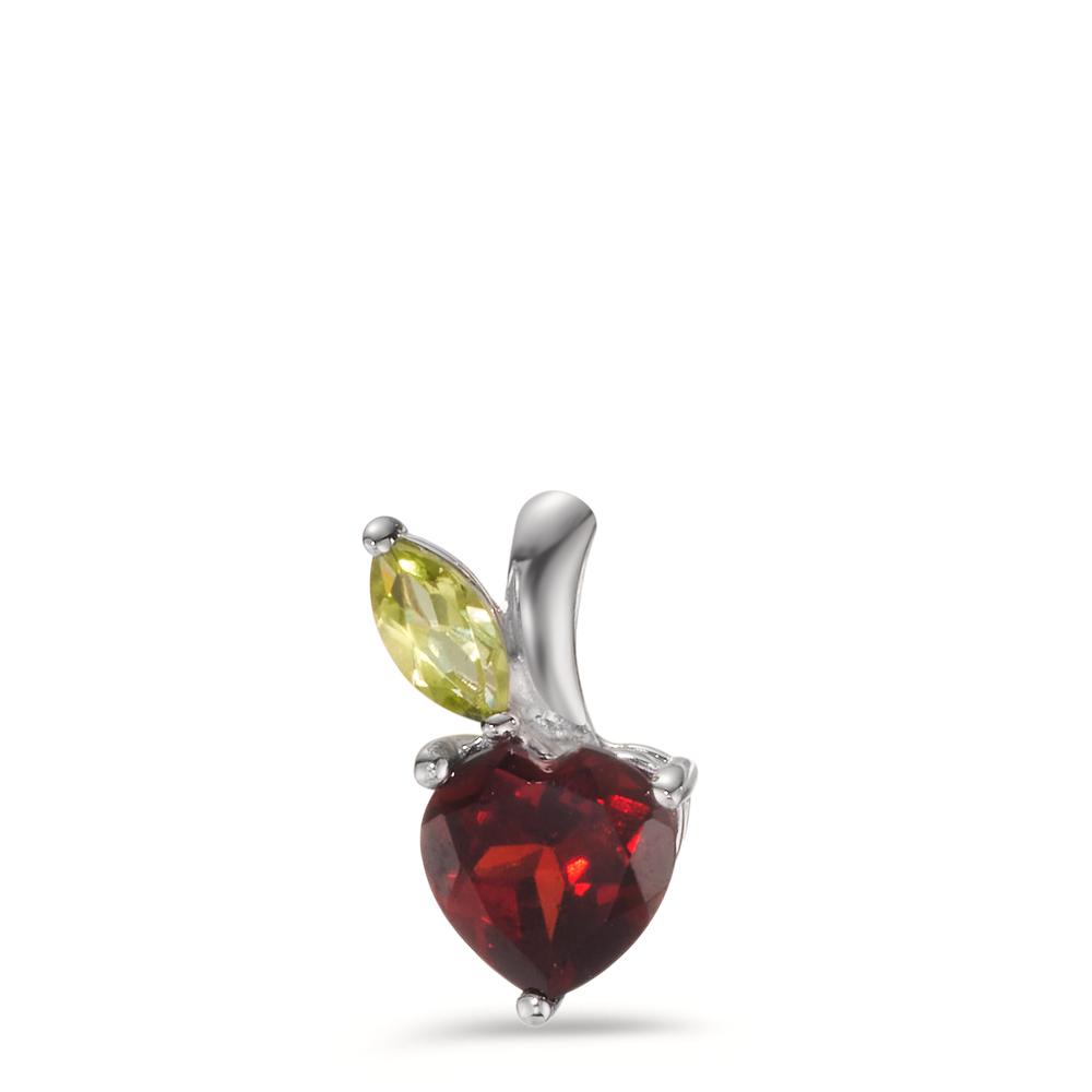 Pendentif Argent Grenat, Péridot Rhodié Pomme-608548