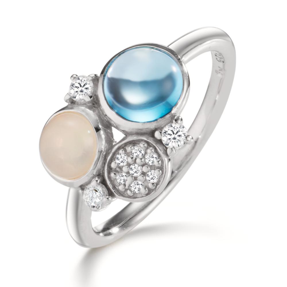 Bague Argent Zircone, Topaze bleu, Opale Rhodié-608563