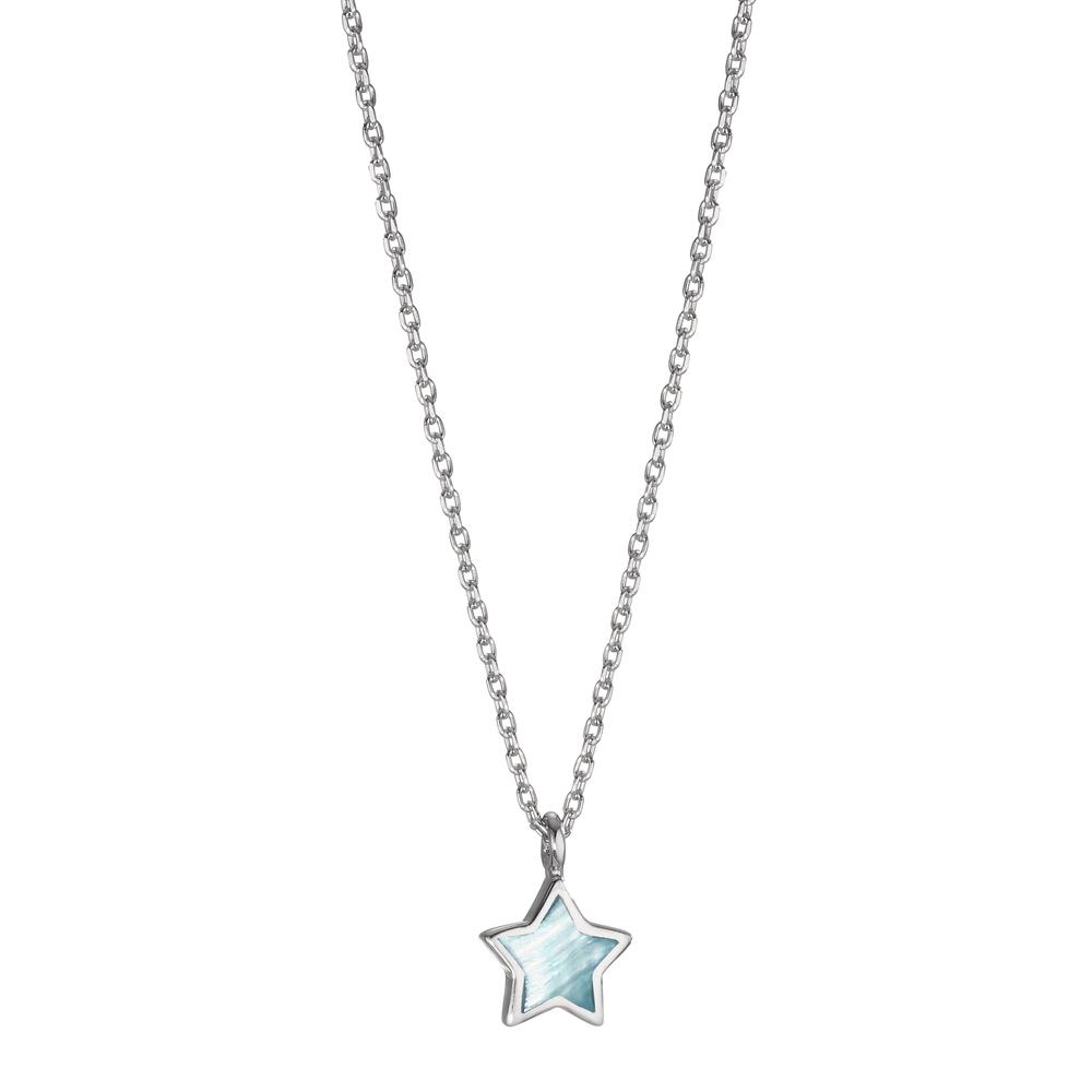 Collier Argent Rhodié nacre bleu Étoile 36-38 cm Ø7.5 mm-608567