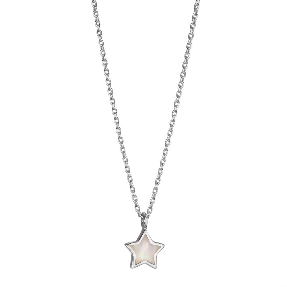 Collier Argent Rhodié nacre blanc Étoile 40-42 cm Ø7.5 mm-608568