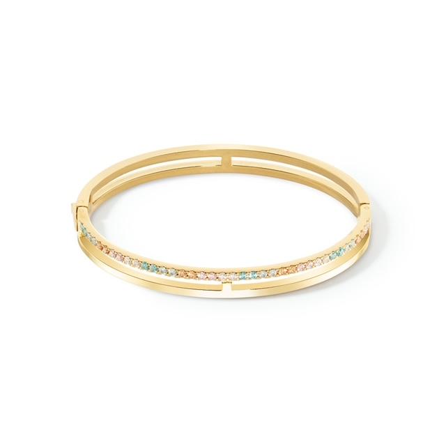 Bracelet rigide Acier inoxydable Zircone jaune PVD-608620