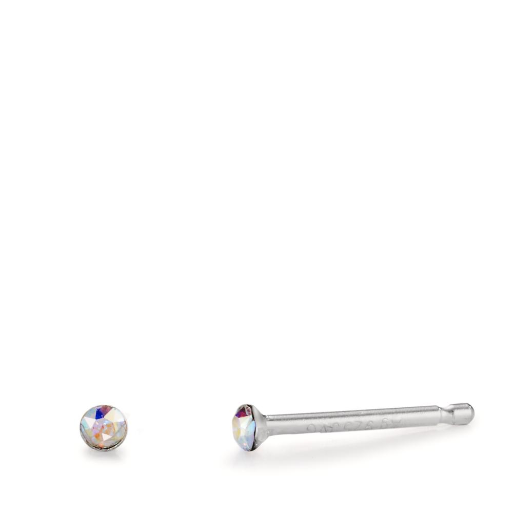 Clous d'oreilles Argent Zircone arc-en-ciel, 2 Pierres Ø2 mm-608697