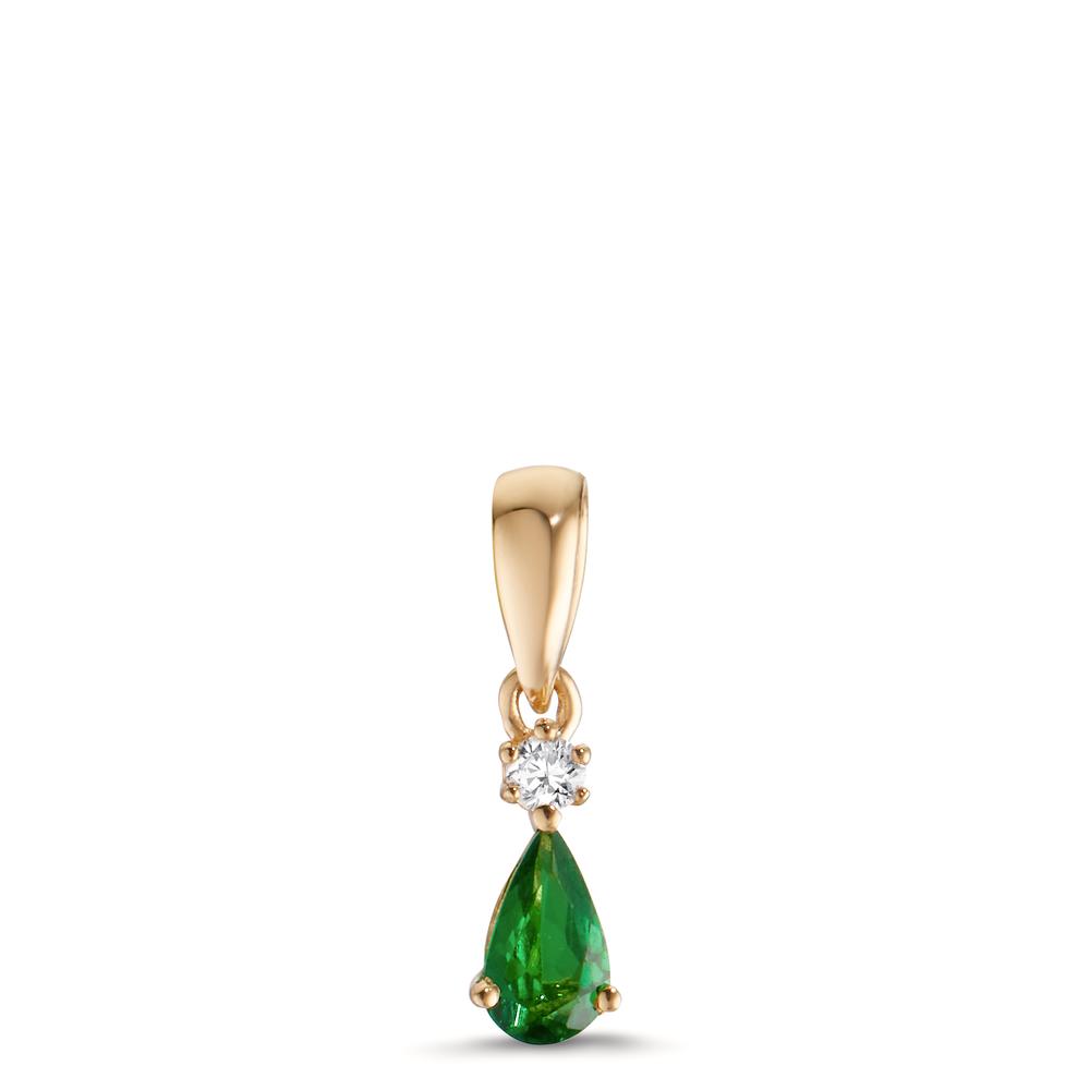 Pendentif Or jaune 18K Grenat vert, Diamant 0.025 ct, w-si-608740