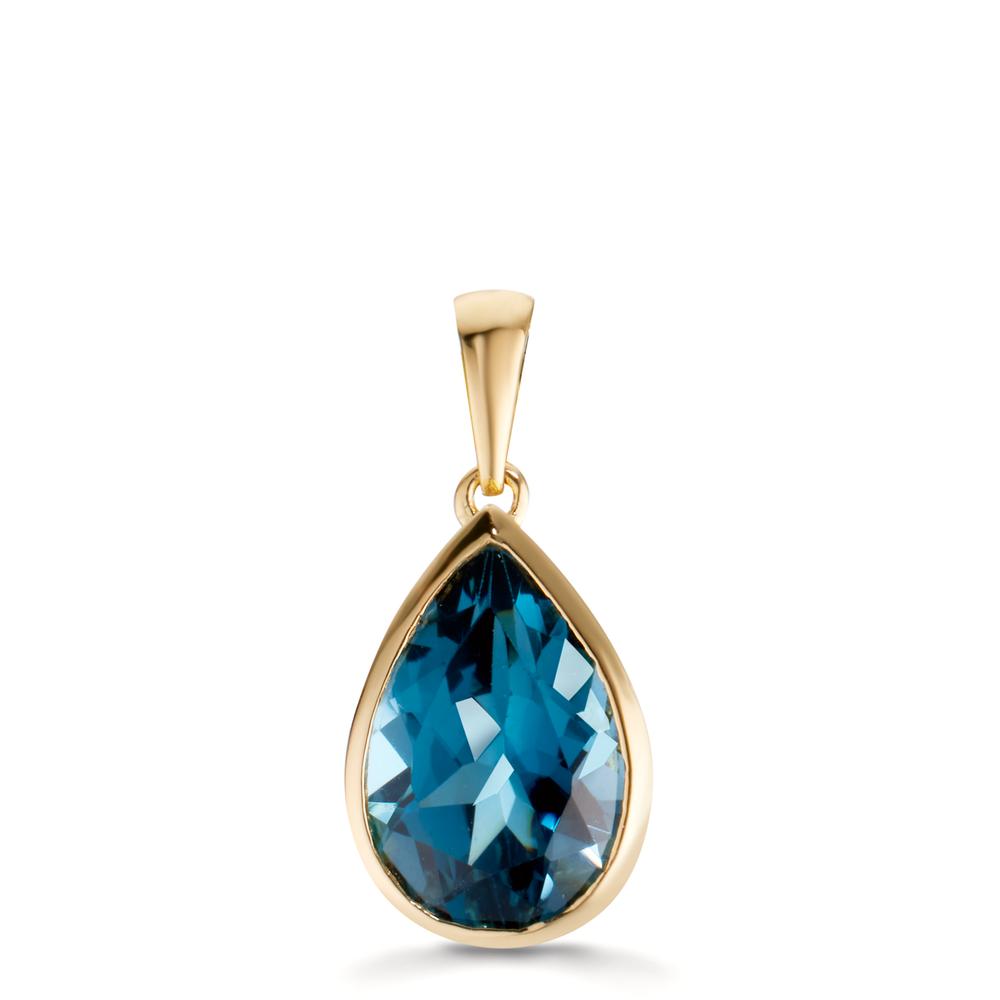 Pendentif Or jaune 18K Topaze London Blue-608745