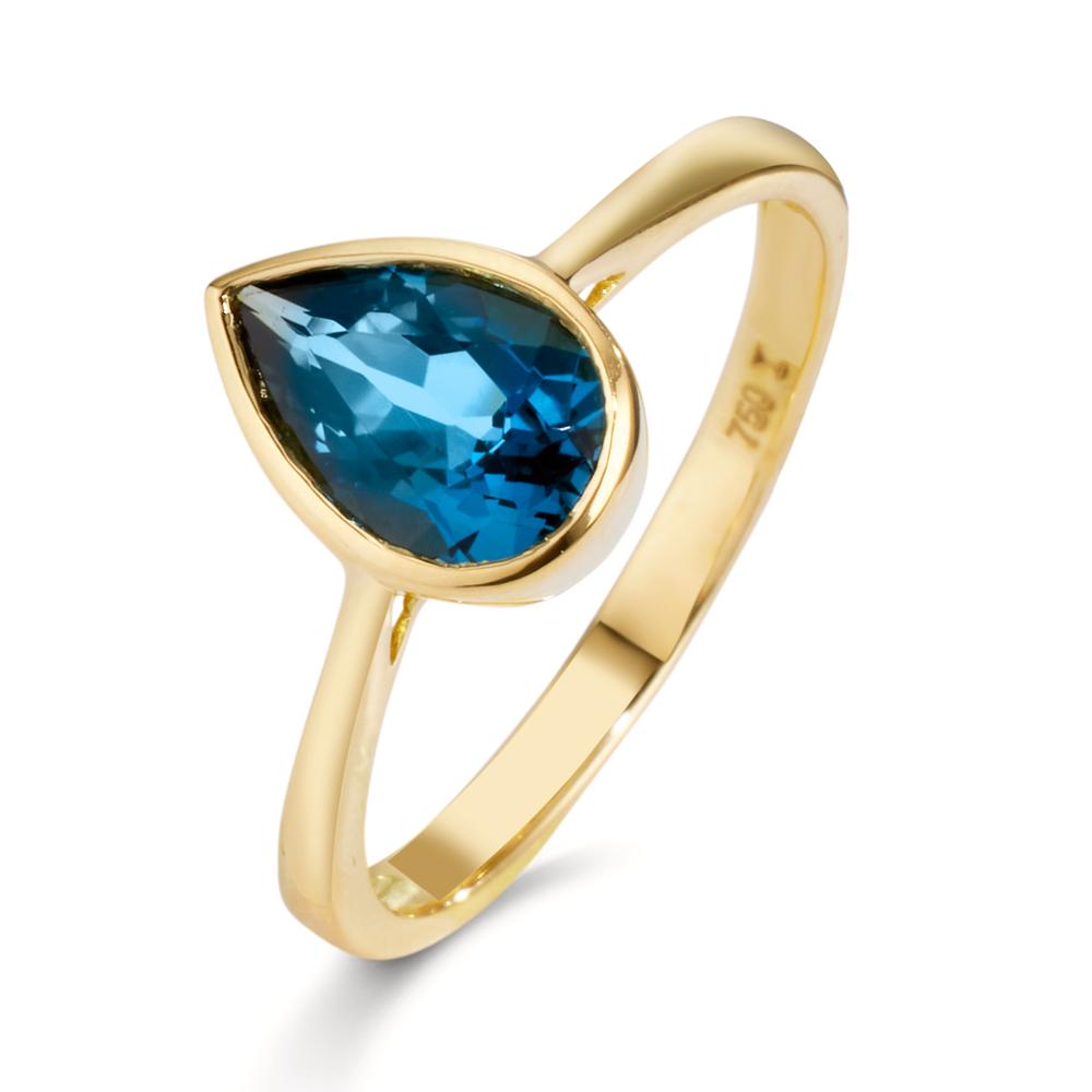 Fingerring 750/18 K Gelbgold London Blue Topas-608746