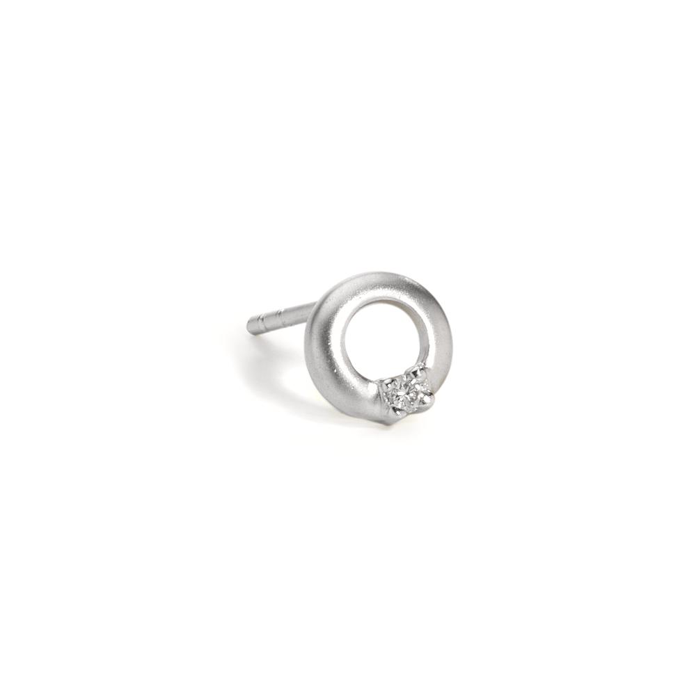 Clous d'oreille à l'unité Or blanc 18K Diamant 0.013 ct, w-si Ø5.5 mm-608761