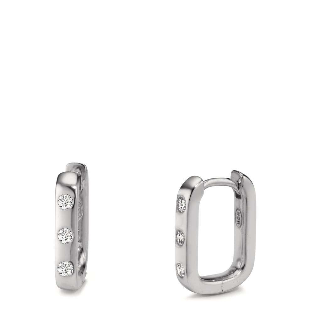 Créoles à charnières Argent Zircone 6 Pierres Rhodié-608879