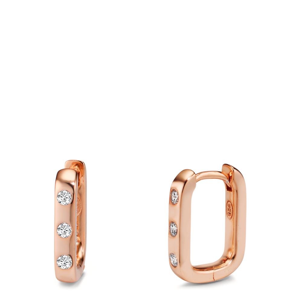 Créoles à charnières Argent Zircone 6 Pierres rosé Plaqué or-608880