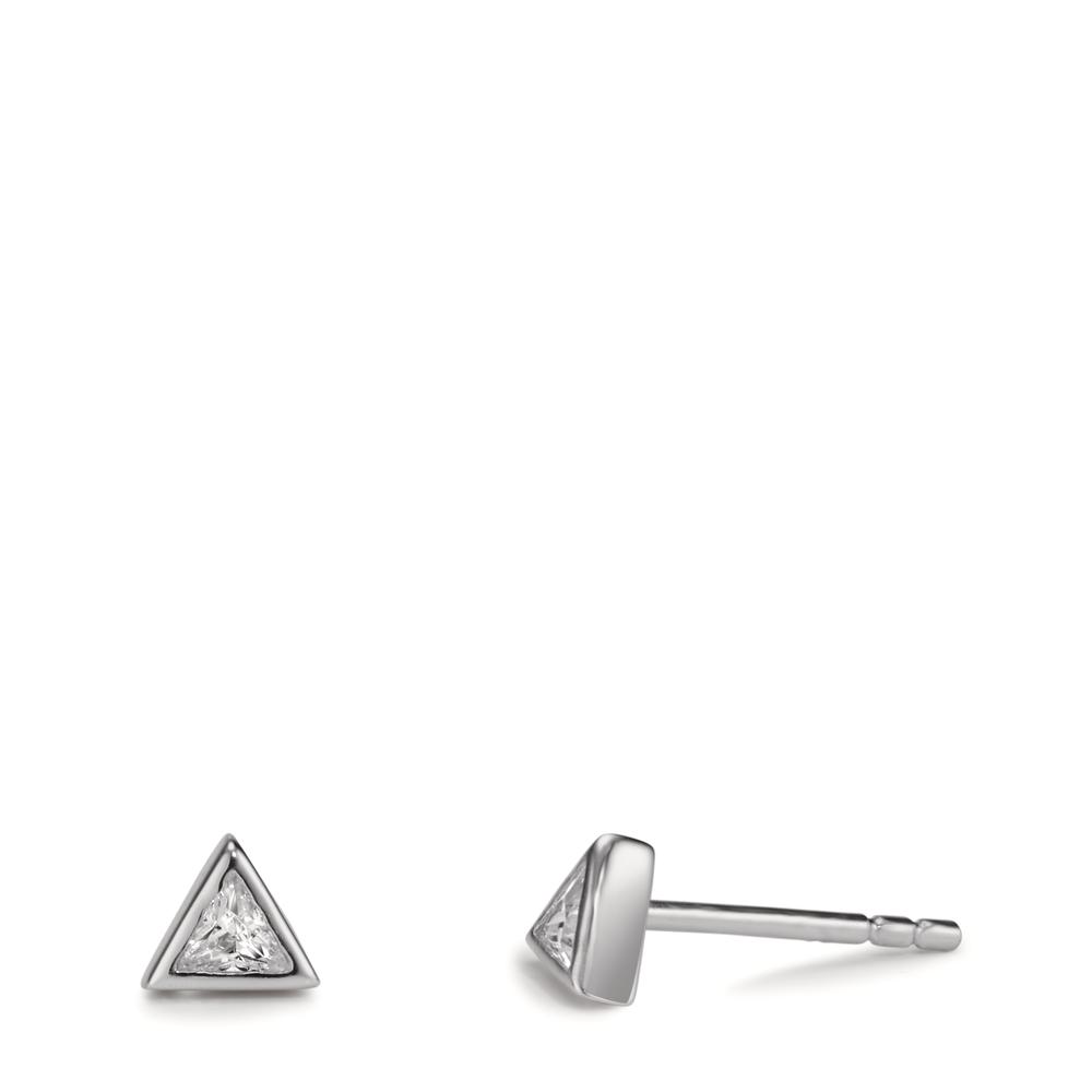 Clous d'oreilles Argent Zircone 2 Pierres Rhodié Ø4.5 mm-608909