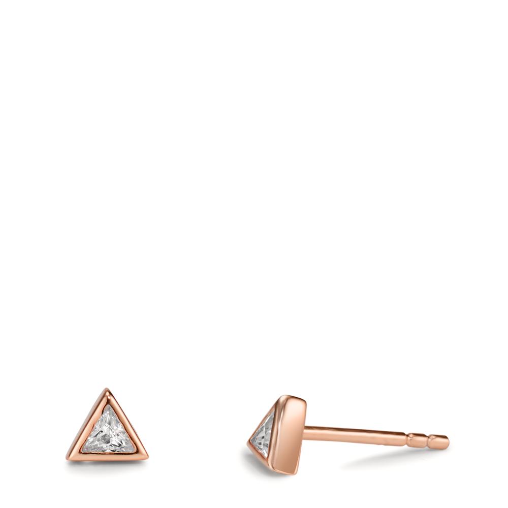 Clous d'oreilles Argent Zircone 2 Pierres rosé Plaqué or Ø4.5 mm-608910