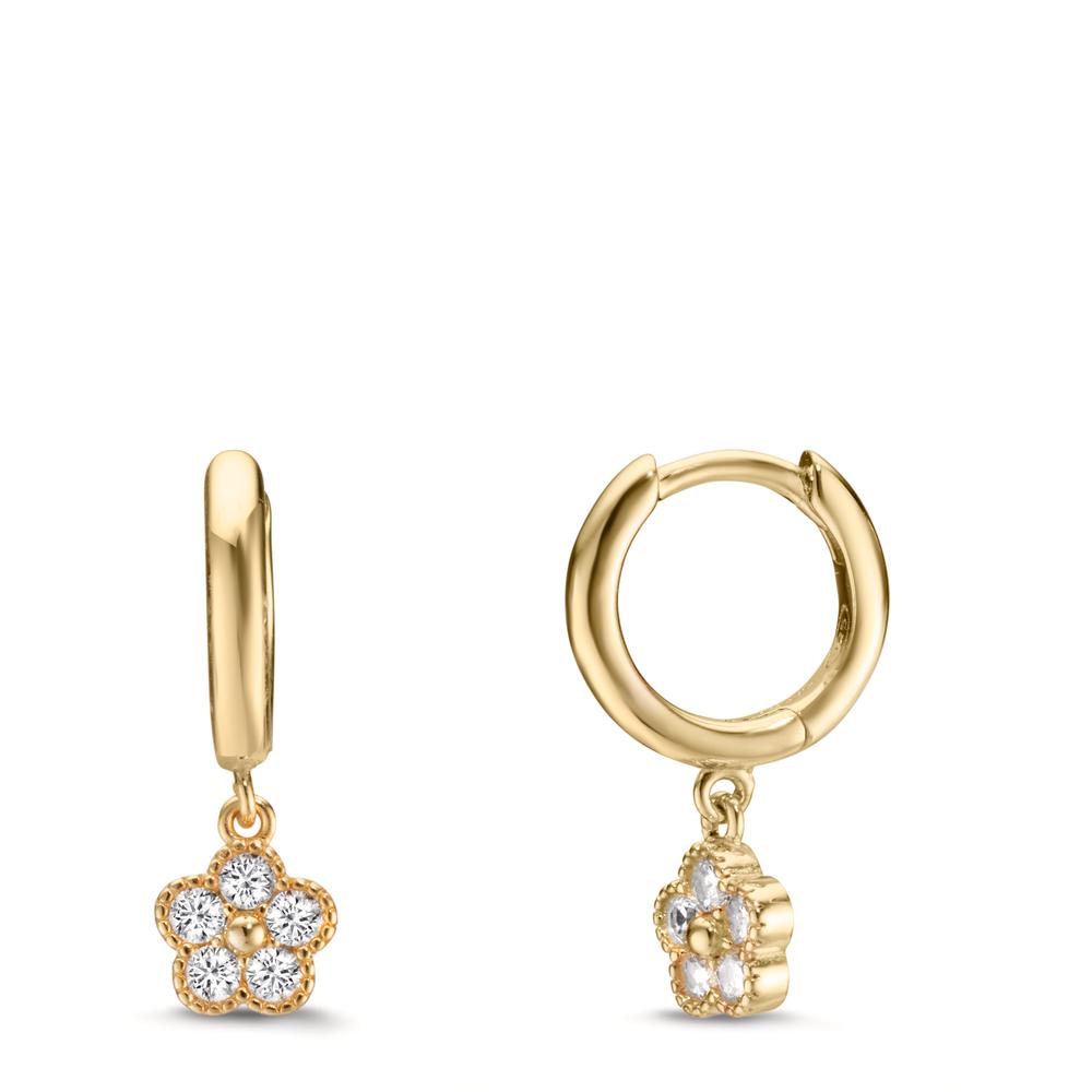 Créoles à charnières Argent Zircone jaune Plaqué or Fleur-608917
