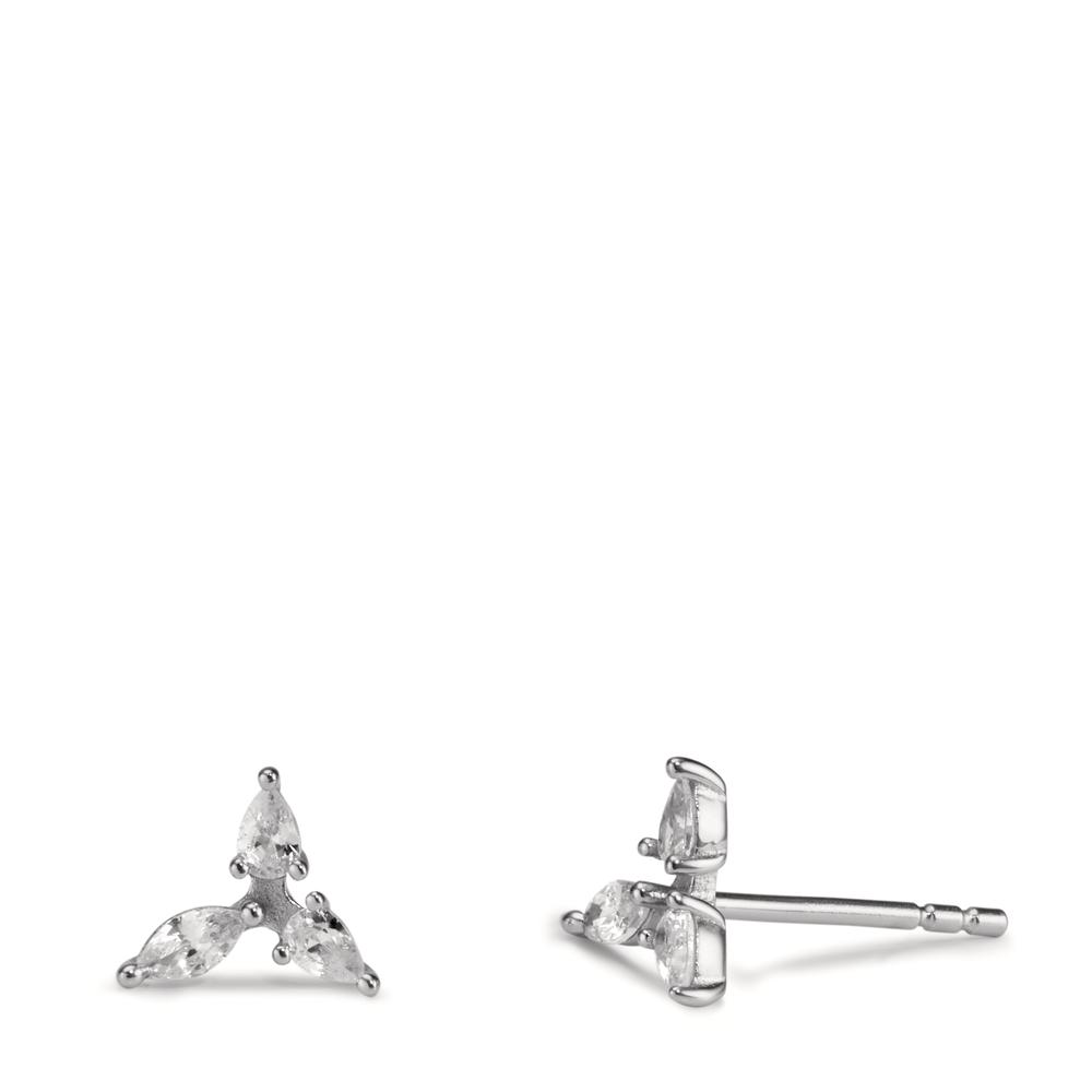 Clous d'oreilles Argent Zircone 6 Pierres Rhodié Ø7 mm-608918