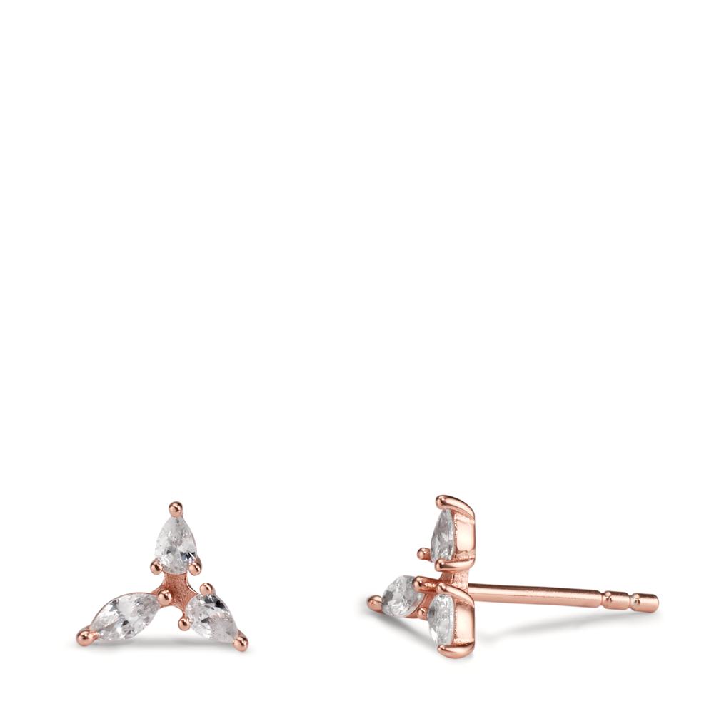 Clous d'oreilles Argent Zircone 6 Pierres rosé Plaqué or Ø7 mm-608919