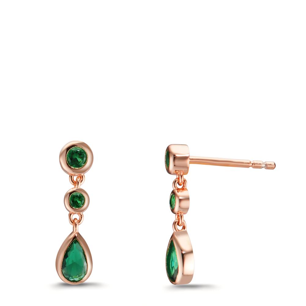 Pendant d'oreilles Argent Zircone vert, 6 Pierres rosé Plaqué or-608922