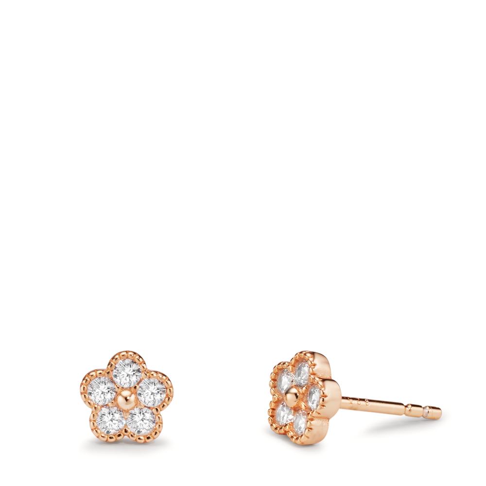 Clous d'oreilles Argent Zircone 10 Pierres rosé Plaqué or Fleur Ø6 mm-608949