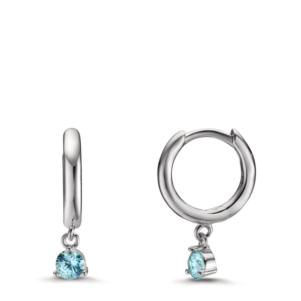Créoles à charnières Argent Zircone aqua Rhodié-608981