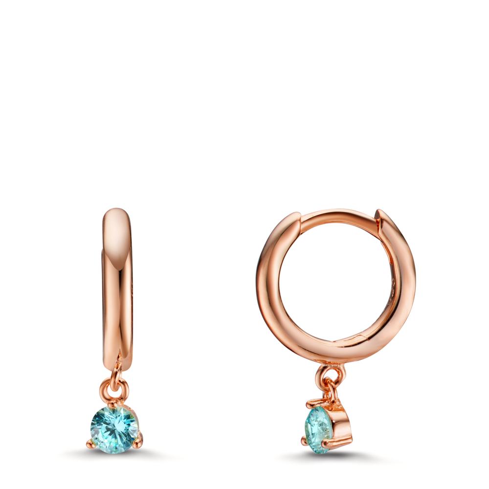 Créoles à charnières Argent Zircone aqua rosé Plaqué or-608982