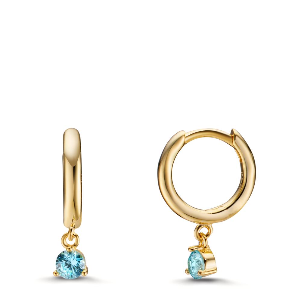 Créoles à charnières Argent Zircone aqua jaune Plaqué or-608983