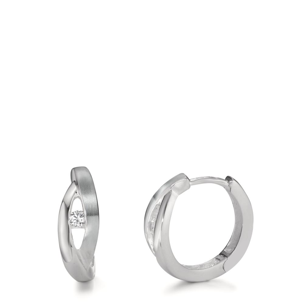 Créoles à charnières Argent Zircone blanc, 2 Pierres-609006