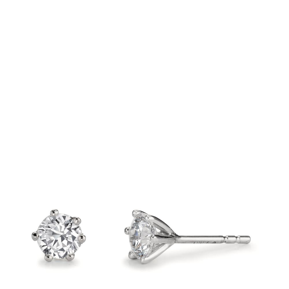 Clous d'oreilles Or blanc 18K Cultivé en laboratoire de diamant 1 ct, 2 Pierres, w-si Ø5.5 mm-609039
