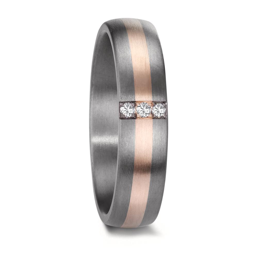 Alliance Tantale 999, Or rose 14K Diamant 0.045 ct, 3 Pierres, w-si-609071