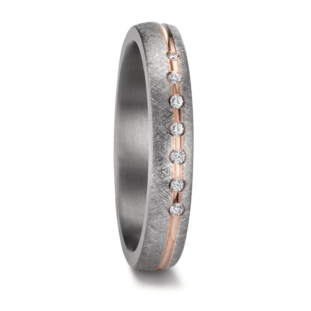 Alliance Tantale 999, Or rose 14K Diamant 0.07 ct, 7 Pierres, w-si-609073