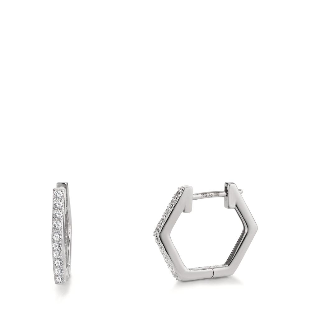 Créoles à charnières Argent Zircone 20 Pierres Rhodié-609123