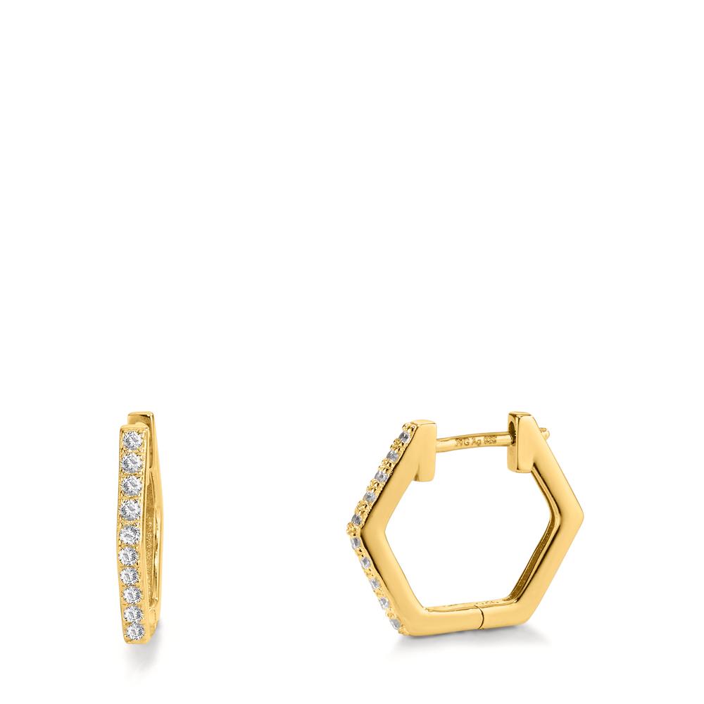 Créoles à charnières Argent Zircone 20 Pierres jaune Plaqué or-609124