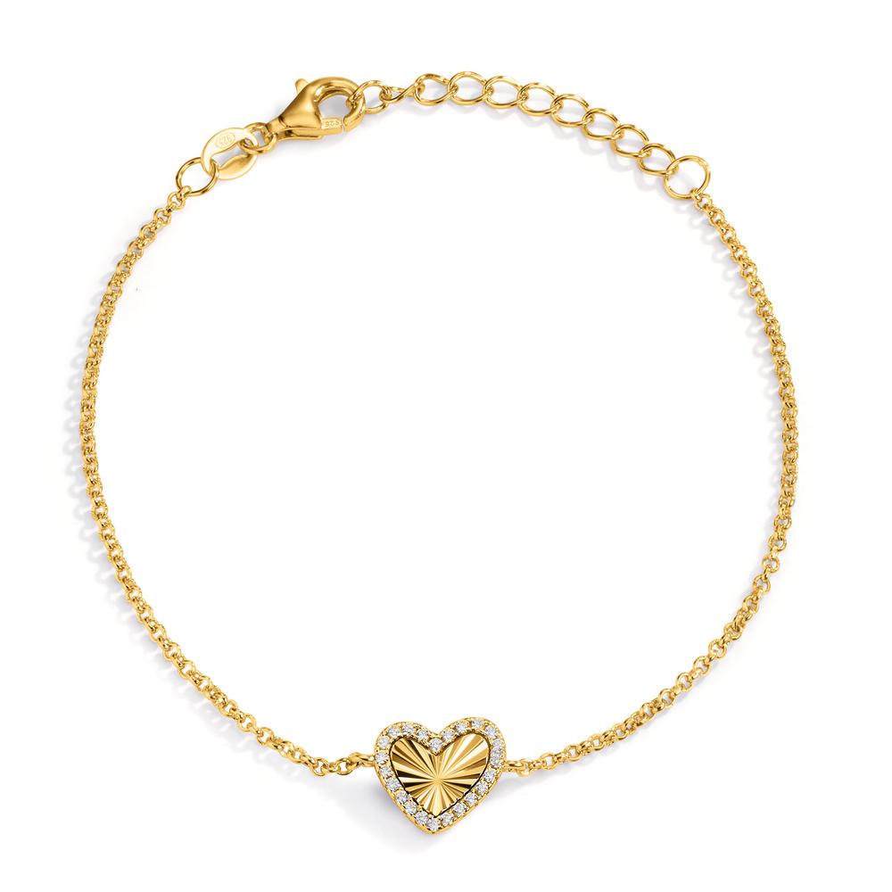 Bracelet Argent Zircone jaune Plaqué or Coeur 16-19 cm-609136