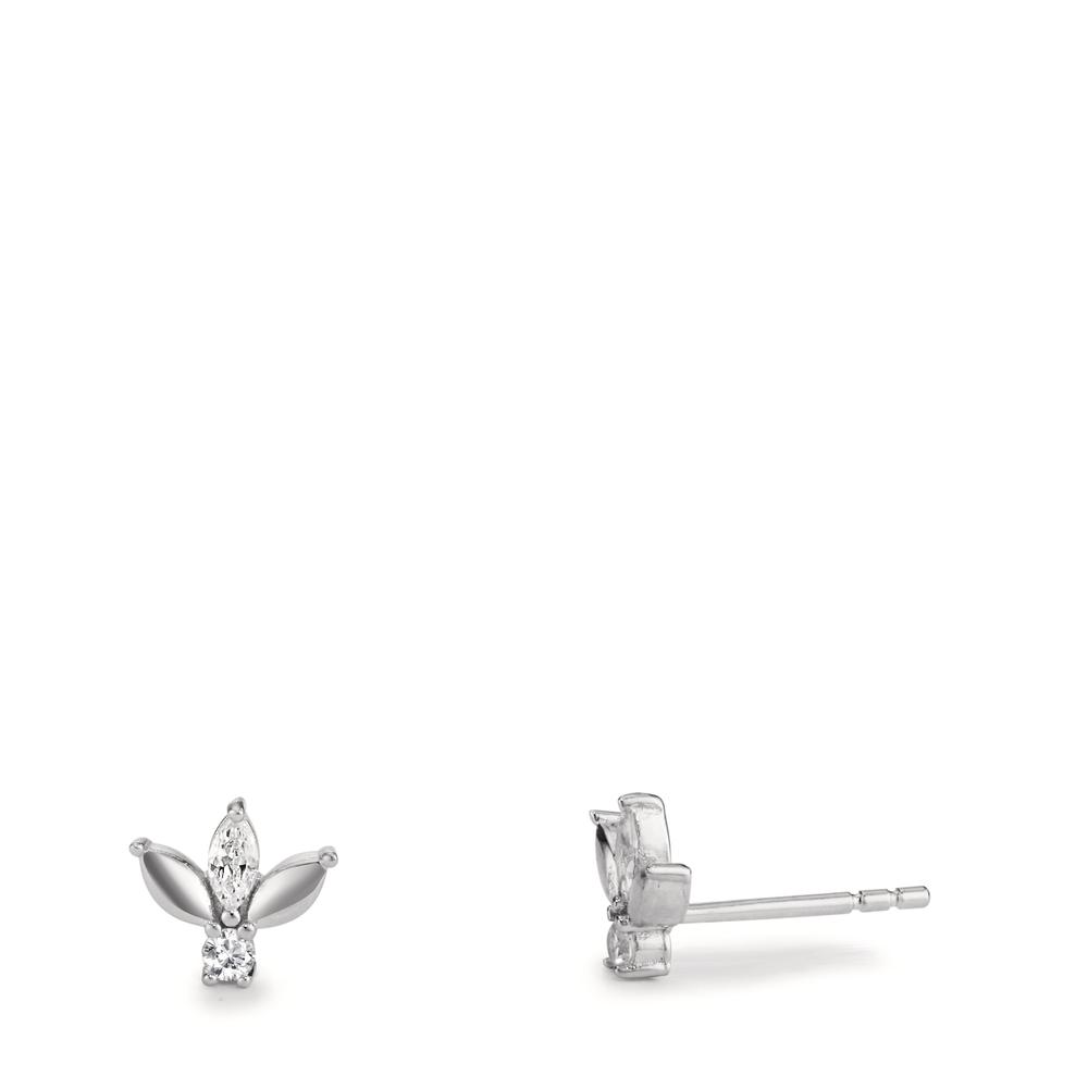 Clous d'oreilles Argent Zircone 4 Pierres Rhodié Ø7 mm-609137