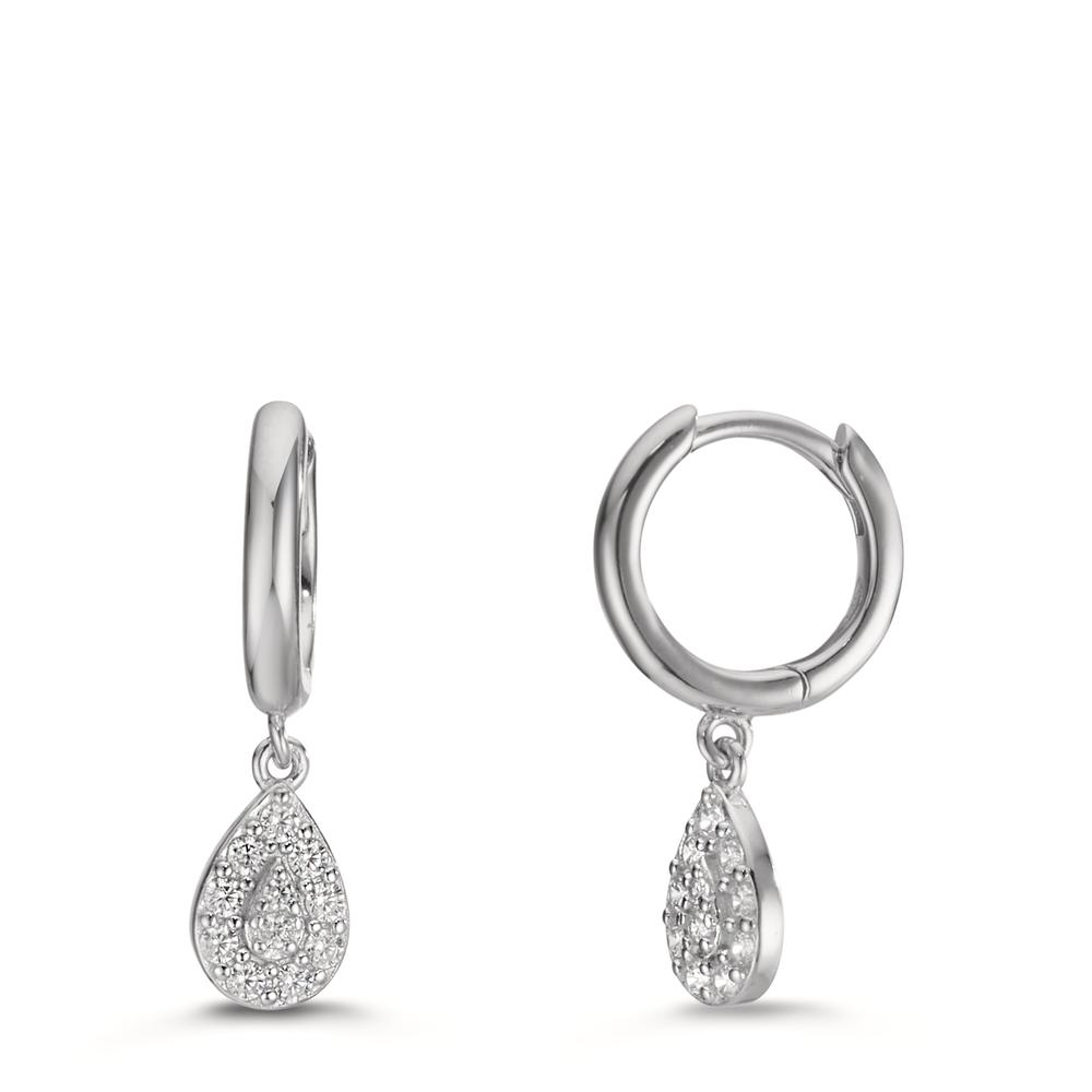Créoles à charnières Argent Zircone Rhodié-609157