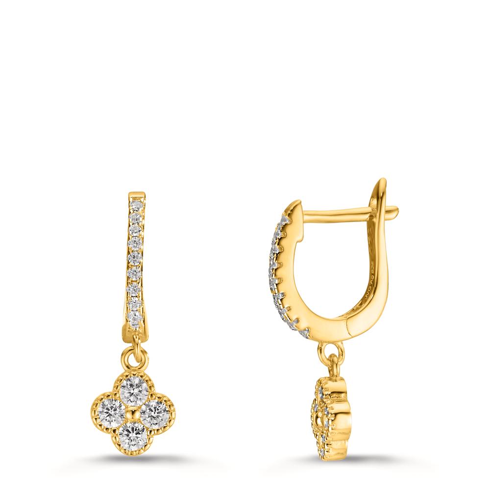 Pendant d'oreilles Argent Zircone jaune Plaqué or Fleur-609182