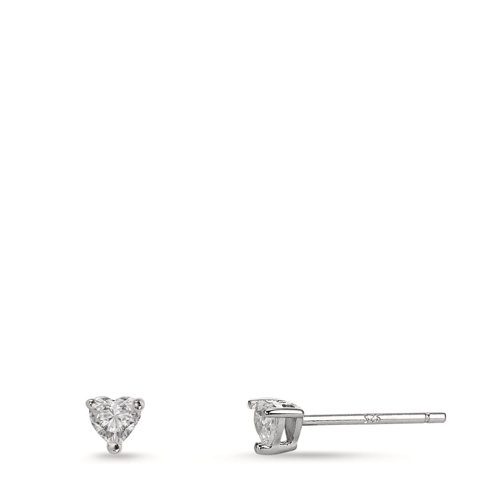 Clous d'oreilles Argent Zircone 2 Pierres Rhodié Ø3.5 mm-609242