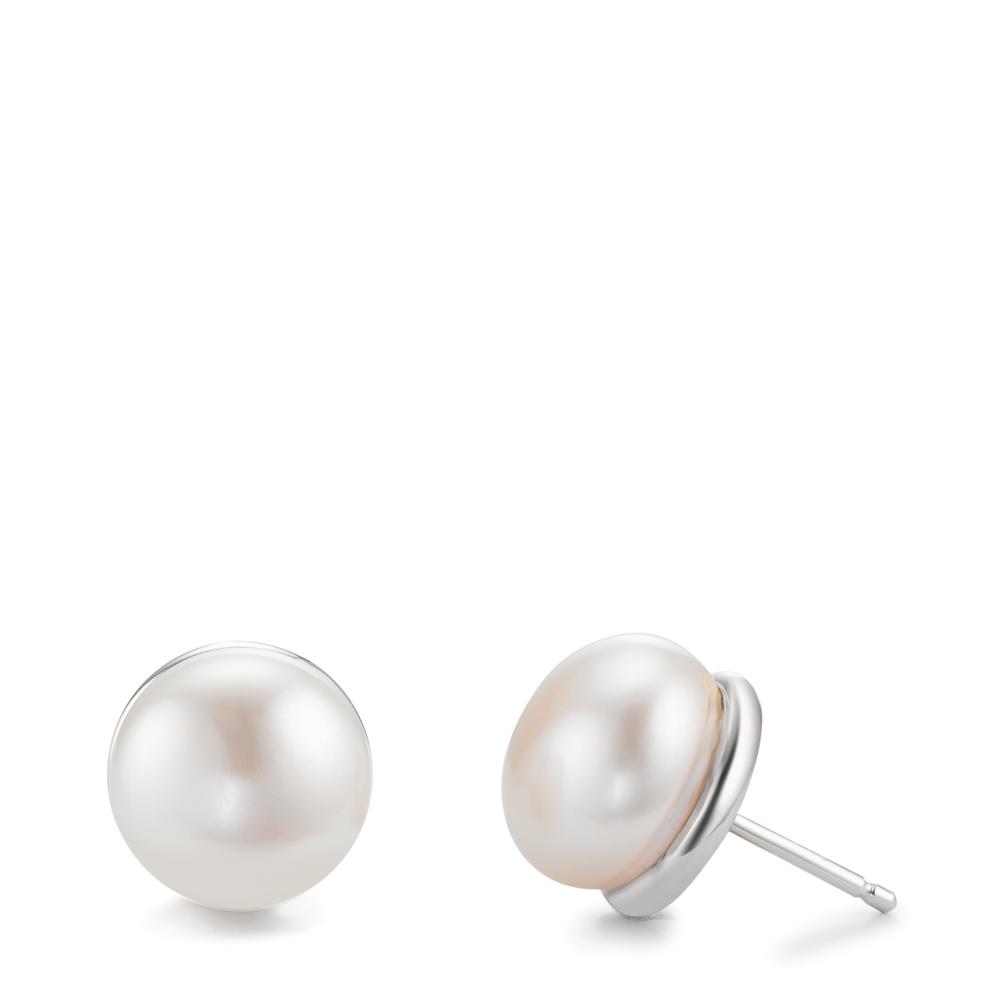 Clous d'oreilles Argent Rhodié perle d'eau douce, 2 Perles, 11 mm Ø11 mm-609278