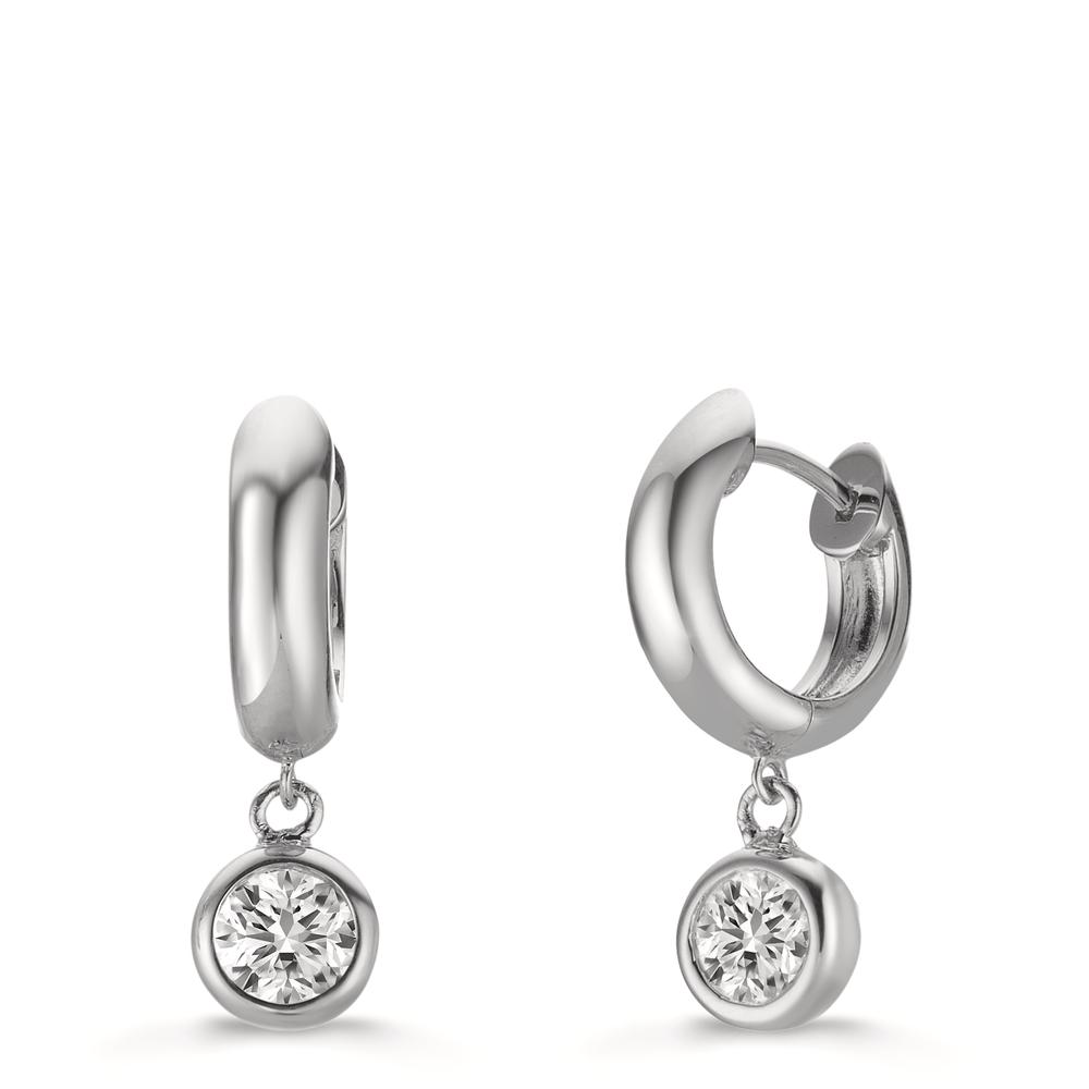 Créoles à charnières Argent Zircone 2 Pierres Rhodié-609284