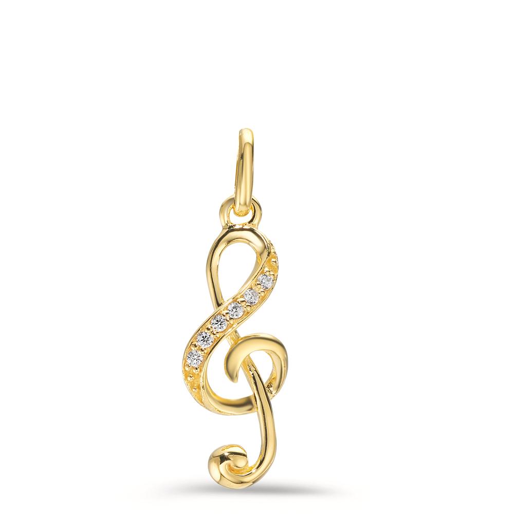 Pendentif Argent Zircone 6 Pierres jaune Plaqué or Clef musicale-609453