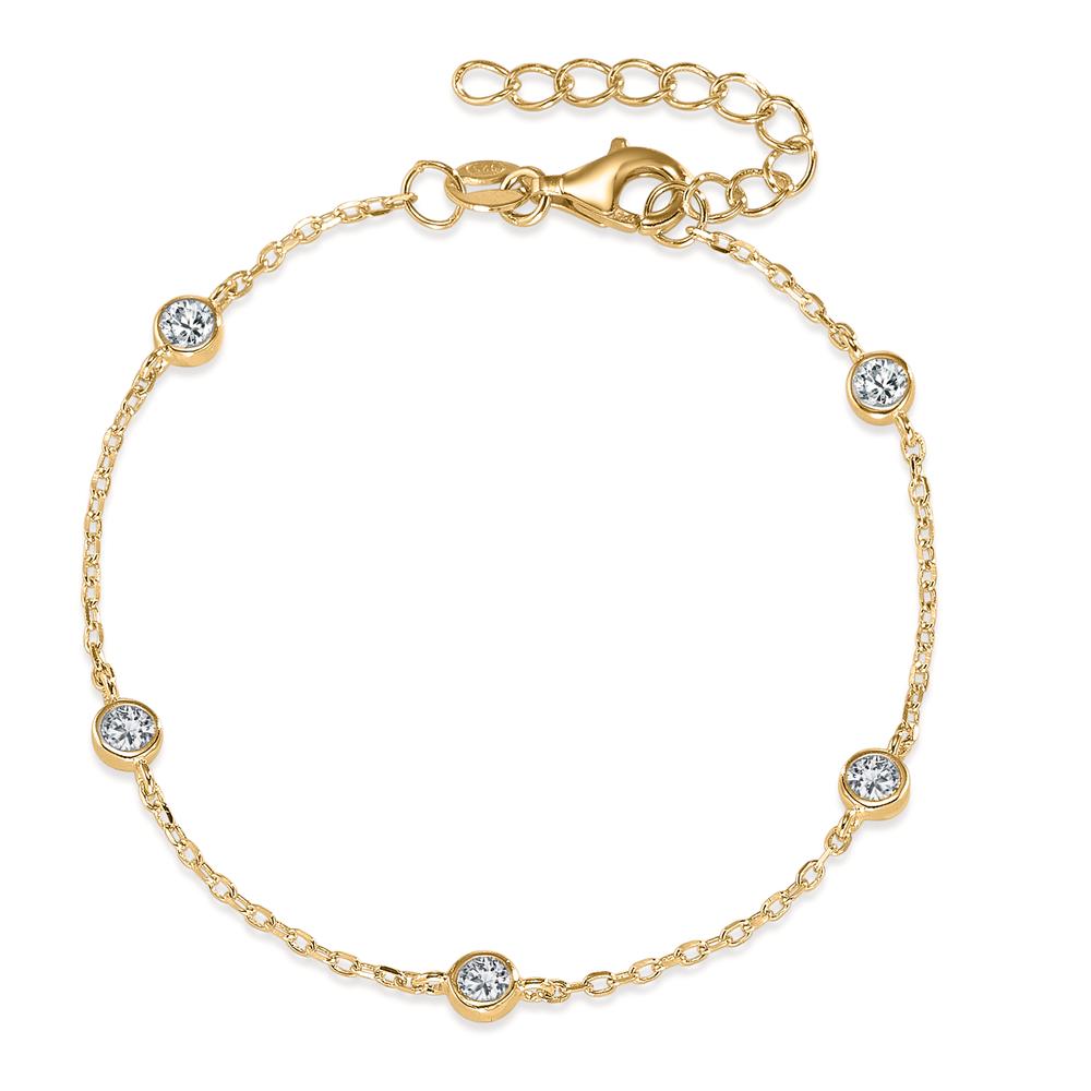 Bracelet Argent Zircone 5 Pierres jaune Plaqué or 15.5-18.5 cm Ø5 mm-609477