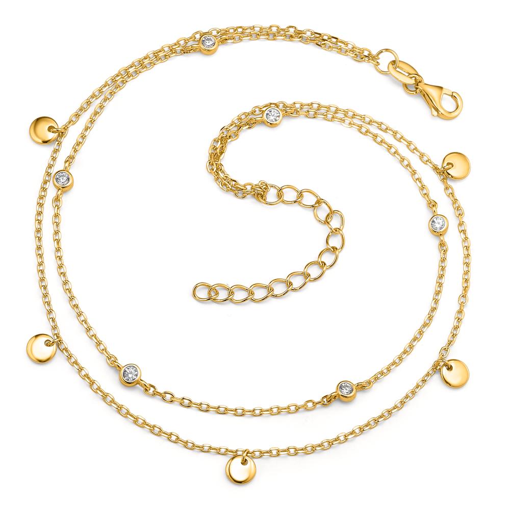 Chaînette de cheville Argent Zircone 6 Pierres jaune Plaqué or 23-27 cm-609478