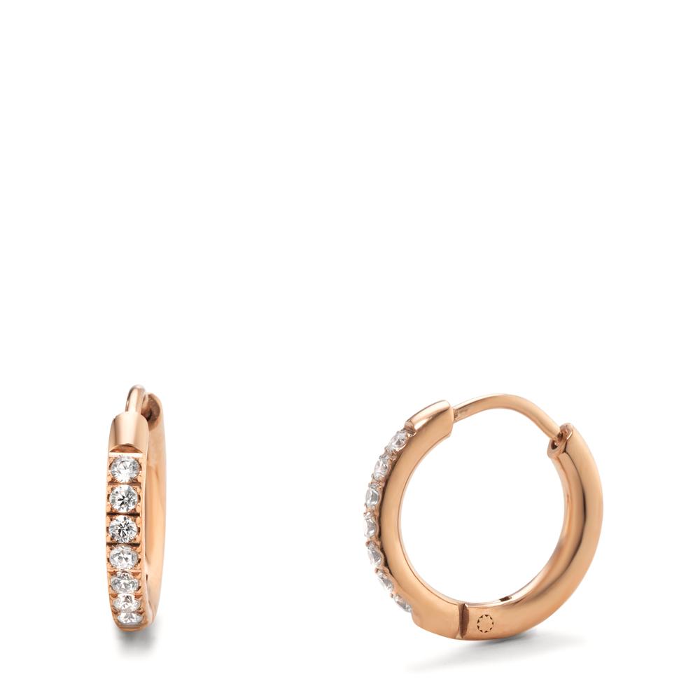 Créoles à charnières Acier inoxydable Zircone 14 Pierres rosé PVD-609490